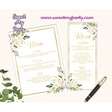 Ivory Roses Menu Card, Cream Roses Menu Card,(123b) Ivory Roses Menu Card, Cream Roses Menu Card,(123b)